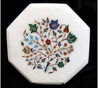 12 " Marmo Angolo Tavolino Top Pietre Semi Preziose Inserto Arredo Casa