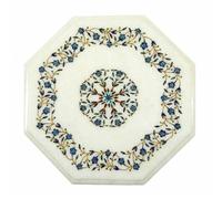 12 " Marmo Lato Table Top Pietre Semi Preziose Handmade Inserto Pietradura Work