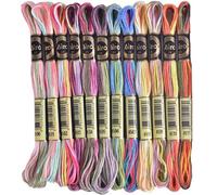 12 matasse a filo filo di ricamo variegato, thread da ricamo a sei fili di colore magico, interdentale non fatta per il punto incrociato, l'ago, il variegato