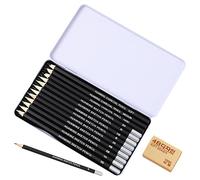 12 matite in una scatola con 1 gomma, matite professionali in grafite per schizzi, 2H, HB, B, 2B, 4B, 5B, 6B, 8B, morbida, media, dura per principianti, artisti