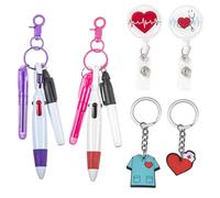 12 mini evidenziatori per infermiere, pennarello permanente, penna a sfera retrattile con portachiavi, regalo per infermiere, porta badge
