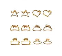 12 mini fermagli per capelli in metallo, piccoli, color oro, vari stili, graziosi accessori per capelli, forcine antiscivolo per capelli per donne e ragazze adolescenti