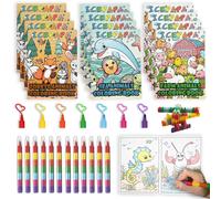 12 mini libri da colorare e 12 pastelli a cera impilabili (7 colori) perfetti