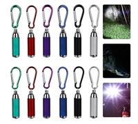 12 mini torcia a LED: mini torcia per bambini con portachiavi, in alluminio colorato, piccola torcia per bambini, impermeabile, per campeggio, escursioni, piccoli regali per bambini