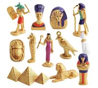 12 Miniature Egyptian Figures Model for Historical Learning and Cake Topping Fun Multicolor