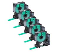 12 mm 5pk compatibile con cartuccia della stampante etichetta D1 45010 45013 45021 funziona con l'etichetta manager 150 200 250(Black on green)