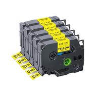 12 mm Tze231 Tape etichetta compatibile 5~10pk funziona con tze221 tze211 231 nero su bianco per PTH110 etichetta produttore(5PK Black on Yellow)