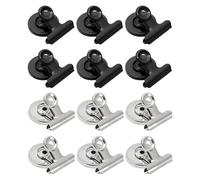 12 mollette magnetiche, supporto per schede, clip magnetiche in metallo, con clip magnetica, adatte per lavagne bianche e frigoriferi