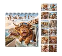 12 Month Cow Wall Calendar, 2027 Spiral-Bound Planner, Monthly Scheduling | Animal Theme Organizer, Practical Accessory with Thick Page Stock, Dormitory Supply for Apartment Bedroom
