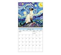 12 Month Crown Cat Wall Calendar, 16.6x8.3 In Funny Planner, Animal Yearly | Schedule Display, Decorative Home Organizer, Playful Accessory with Hanging Hook, Living Room Supply for Bedroom Study