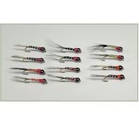 12 mosche miste di tungsteno Perdigon Ninfa Trota & Grayling, dimensioni a scelta (10)