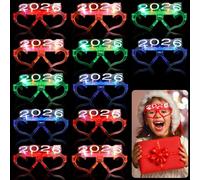 12 occhiali luminosi a forma di cuore, LED lampeggianti che si illuminano al buio, accessori per feste per Capodanno, carnevale