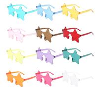 12 Occhiali Senza Montatura a Forma Stella, PC Occhiali da Hippie Senza Montatura Colorate Multicolore Occhiale Sole Divertenti Colore Caramella Creativo Occhiali Festa Moda in Colori Trasparenti