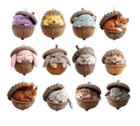 12 ornamenti a ghianda a forma di animali della foresta, accoglienti ornamenti natalizi per albero di Natale, pigna, decorazione per animali, scoiattolo, ornamento da appendere per la casa (12 pezzi B