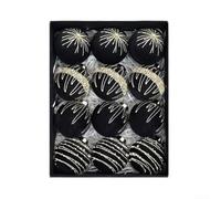 12 ornamenti per albero di Natale in velluto floccato con clip in metallo per decorazioni natalizie senza tempo e display multiuso (nero)