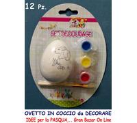 12 OVETTI PASQUA in COCCIO da COLORARE DECORARE DECOUPAGE LAVORETTI + COLORI