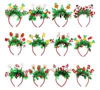 12-Pack Christmas Hair Bands | Cartoon Moose Elastic Headbands | Festive Decorative Headbands for New Year, Role Play, and Holiday Fun | Perfect for Christmas & Celebrations