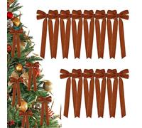 12 Pack Christmas Tree Bows, 10 Inch Rustic Wreath Gift Bow, Vintage Velvet Bows for X'Mas Tree, Christmas Velvet Ribbon Ornaments, Red Bow Velvets Ornament for Winter Garland DIY Craft Wrapping Decor
