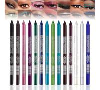 12-Pack Eyeliner Pencil Waterproof Colored Gel Liners with Metallic & Shimmer Finishes Smudge-Proof Colored Eyeliner Pencils Metallic for Women
