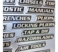 12 Pack Magnetic Tool Box Labels, Strong Hold Reusable 3D-Printed Labels for Garage Workshop & Tool Carts｜Quick Identification Organizer for Mechanics & DIY Enthusiasts (Black,12pcs)