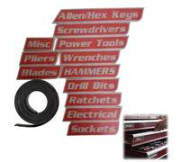 12 Pack of Magnetic Toolbox Labels,3D Printed Personalized Tool Box Drawer Tags,Reusable Steel Drawer Labels for Quick Identifying,Organize Workshop Accessories,Easy to Stick and Remove (Red)