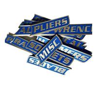 12 Pack of Magnetic Toolbox Labels, 3D-Printed Tool Box Labels, General Tool Box Organize Accessories, Reusable Tags for Steel Toolboxes, Carts, Drawers, And Cabinets(Blue)