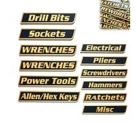 12 Pack of Magnetic Toolbox Labels, 3D Printed Tool Box Labels, General Tool Box Organize Accessories, Quick Identifying, Reusable Tags for Steel Toolboxes, Carts, Drawers, and Cabinets (Gold)