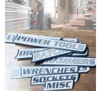 12 Pack of Magnetic Toolbox Labels,Durable 3D-Printed Tool Box Labels,Reusable Easy to Stick Steel Drawer Tags Organize Accessories,Carts,Drawers,and Cabinets (White)