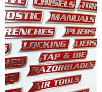 12 Pack of Magnetic Toolbox Labels, Magnetic Tool Box Labels for Drawers & Tool Chests, 3D Magnet Toolbox Label for Garage Organization, Easy Tool Identification & Workspace Setup (Red)