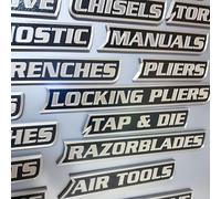 12 Pack of Magnetic Toolbox Labels, Magnetic Tool Box Labels for Drawers & Tool Chests, 3D Magnet Toolbox Label for Garage Organization, Easy Tool Identification & Workspace Setup (Black)