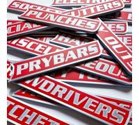 12 Pack of Magnetic Toolbox Labels, magnetic tool box labels, for Tool Organization - 3D Printed Personalized Magnets, for Steel Toolboxes, Carts, Drawers, and Cabinets, Reusable Tags (Red)