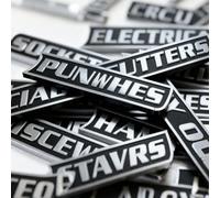 12 Pack of Magnetic Toolbox Labels, Magnetic Tool Box Labels, Reusable Toolboxs Storage Accessories, Easy to Use & Read, for Trolleys, Drawers and Cabinets (Black)