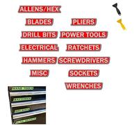 12 Pack of Magnetic Toolbox Labels Magnetic Toolbox Drawer Label, 3D-Printed Tool Box Labels, General Tool Box Organize Accessories, Reusable Tags, Easy to Read Printing (Red)