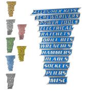 12 Pack of Magnetic Toolbox Labels, New 3D-Printed Tool Box Labels, General ToolBox Organize Accessories,Easy to Stick and Remove, for Tool Organization, Carts, Drawers, and Cabinets (Blue)