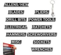12 Pack of Magnetic Toolbox Labels, Reusable Tool Box Drawer Tags for Easy Organization, Adhesive Utility Cabinet Tags, for Steel Toolboxes, Carts, Drawers, and Cabinets (Black)
