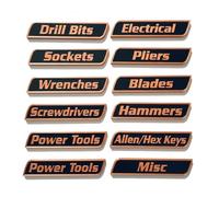 12 Pack Premium Magnetic Toolbox Labels - Durable Reusable Magnet Tags, Professional Tool Organization for Tool Chest, Drawers & Workshop Storage (Orange)