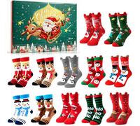 12 Paia Calzini Natalizi, Calendario Avvento Calze Na-tale per Donne e Adulti, Calzini di Natale con Motivi Natalizi, Pensierini per Natale per l'Avvento e le Feste in Famiglia