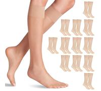 12 paia di calzini alti al ginocchio da donna, calzini al ginocchio da donna di colore della pelle chiara, calze lunghe velate da donna, collant alti al ginocchio nudo calze in nylon trasparente per