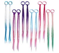 12 paia di extension a coda di cavallo sfumate con clip, trecce sintetiche per costumi e travestimenti, extension colorate arcobaleno sfumate