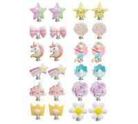 12 paia di orecchini a clip per bambini, graziosi orecchini a forma di cartoni animati, clip per orecchio, orecchini principessa, adatti per regali di compleanno, regali per la festa