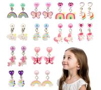 12 paia di orecchini clip principessa unicorni arcobaleno non piercing gioielli accessori festa compleanno regalo