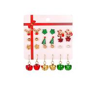 12 paia di orecchini natalizi a forma di albero di neve, Babbo Natale, orecchini da donna con fiocco a 3 scelte, set natalizio per donne e ragazze, One Size, come descritto, come descritto
