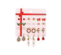 12 paia di orecchini natalizi con ciondoli a forma di Babbo Natale, ornamenti per orecchie, set regalo con fiocco e fiocco di neve, per donne, ragazze e bambini, One Size, come descritto, come