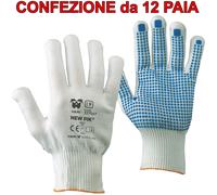 12 Paia Guanti da Lavoro Antiscivolo NERI in Maglia Filanca Puntinato PVC 337067