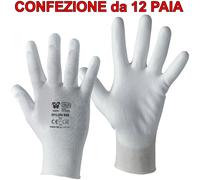 12 Paia Guanti da Lavoro Antiscivolo NERI Nylon PU Sensibilità Precisione 337060