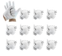 12 Paia Guanti in Cotone Bianco, Traspiranti Guanti di Tessuto Bianco, Comodi Guanti in Cotone di Cura, Bianchi Guanti di Stoffa in Cotone per Formali Banchetti Maghi Sfilate