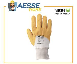 12 PAIA - Guanti Sonora Gialli In Tessuto Jersey Cotone Impregnato In Nbr
