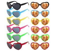 12 Paia Occhiali Cuore, Occhiali Effetto Cuore, Occhiali Cuori 3D, Occhiali da Diffrazione a Forma di Cuoreper Bar, Festival Musicali, Rave, Fuochi d'Artificio