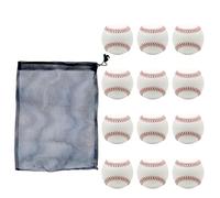 12 palle da baseball morbide in poliuretano, palline da allenamento da 7 cm con borsa a rete, bianche con cuciture rosse, ideali per pratica sicura e attività genitori-giovani giocatori