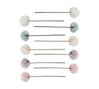 12 palline di crisantemo artificiali per la decorazione della casa, altezza 32 cm, fiori finti in tessuto di seta, in bianco, blu, verde, rosa chiaro, viola chiaro e rosa carne (colori misti)